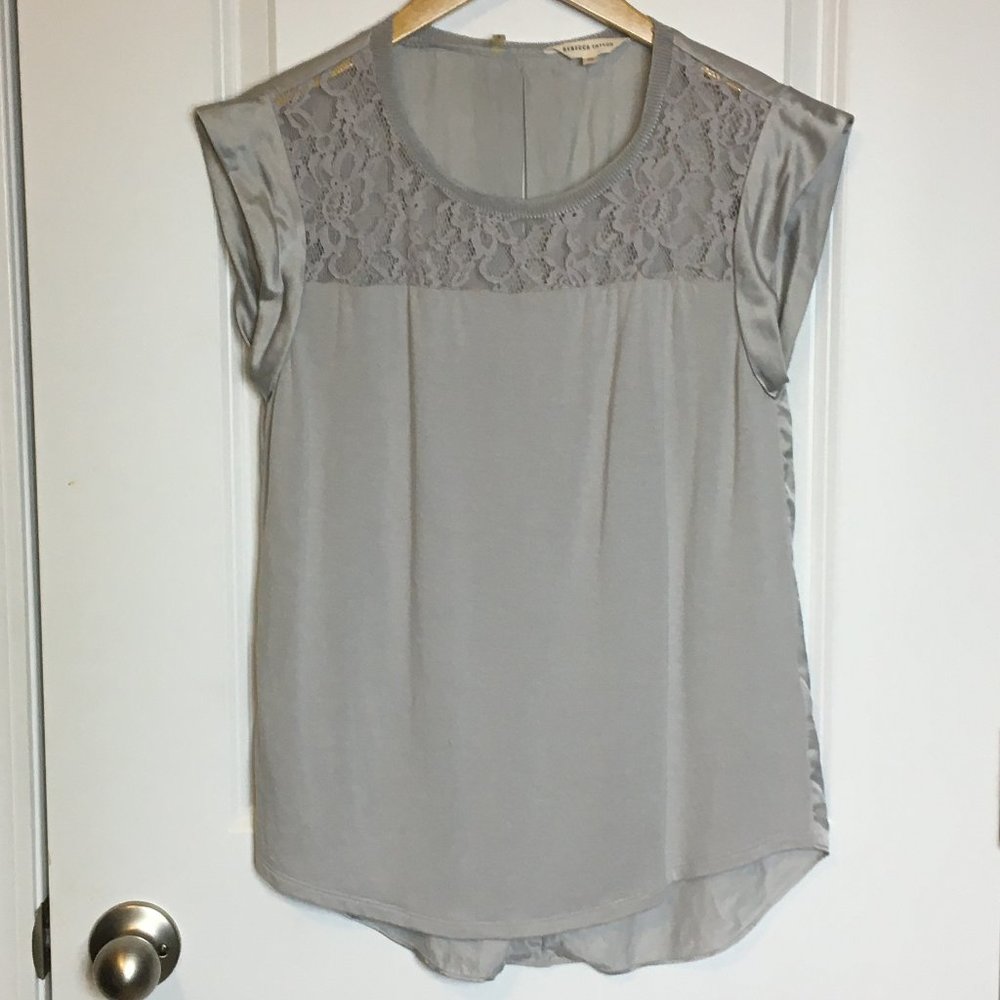 Rebecca Taylor Gray Silk Back T-shirt Top
